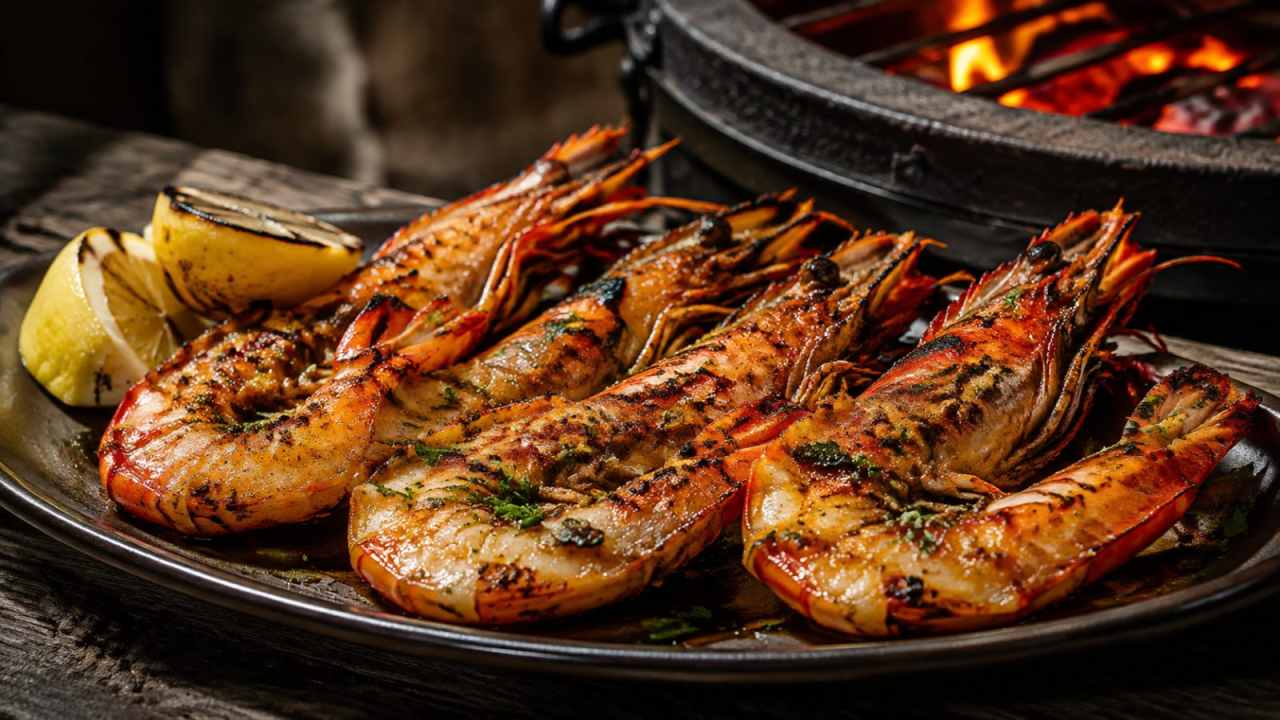 Gamba’s met ’nduja en citroenboter