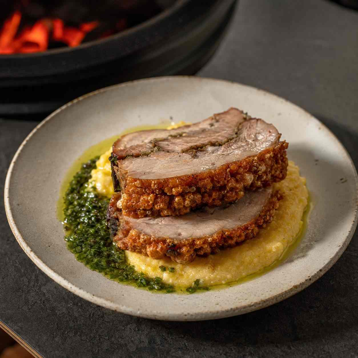 Porchetta met venkel en salsa verde