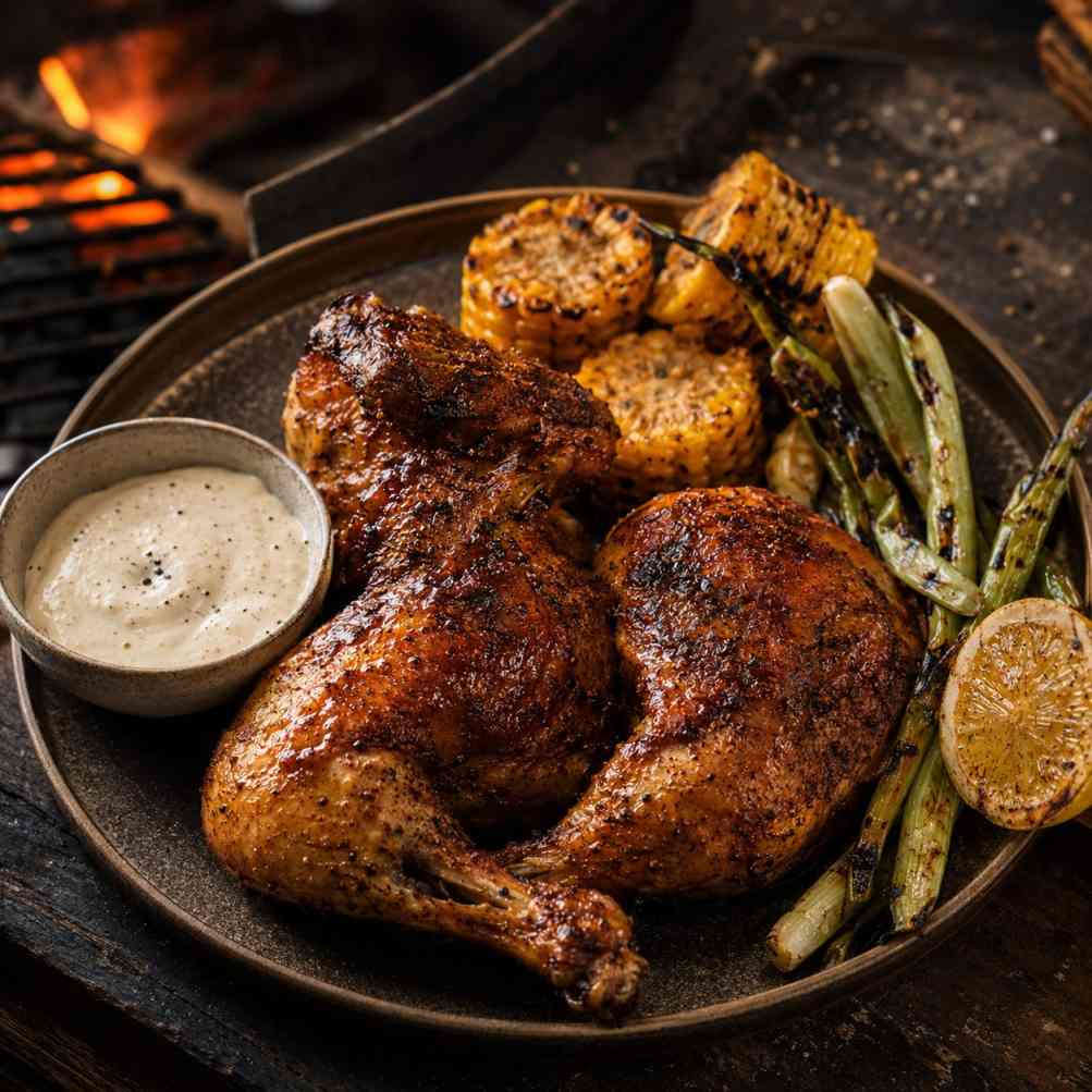 Alabama smoked chicken met white sauce