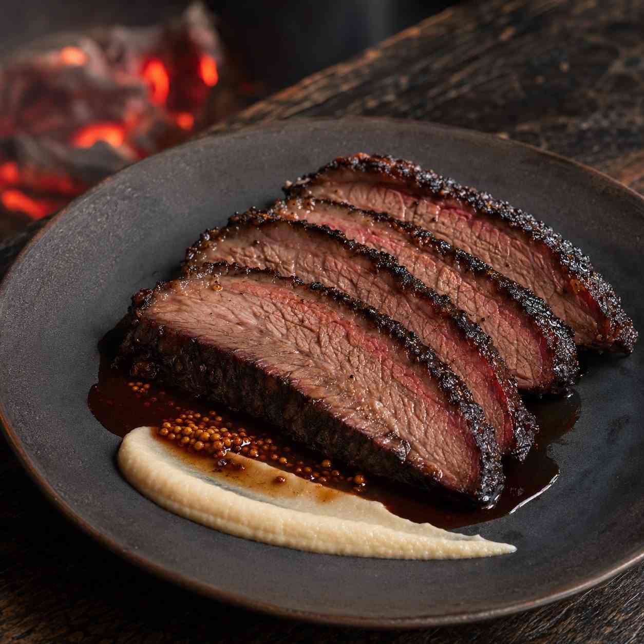 Texas brisket met koffie-rub en rodewijnjus