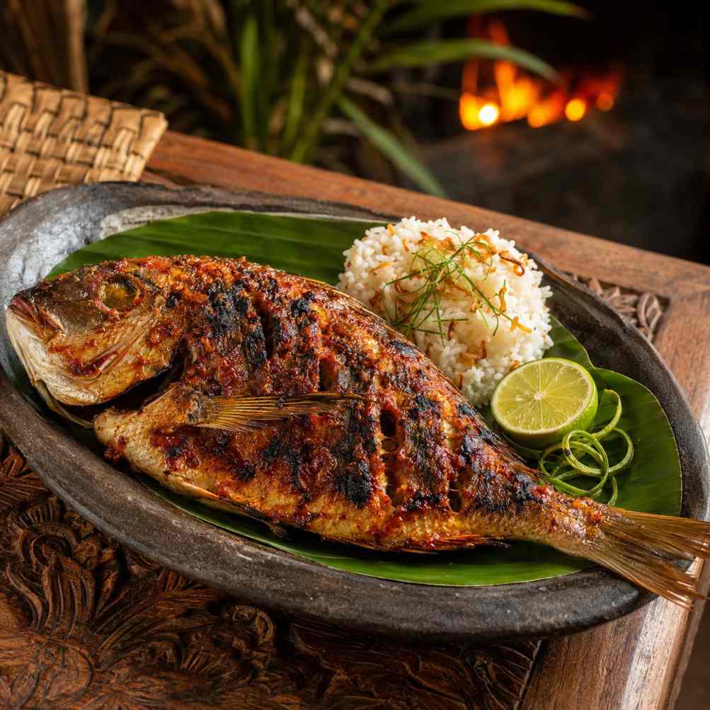 Ikan bakar jimbaran met sambal en kokos