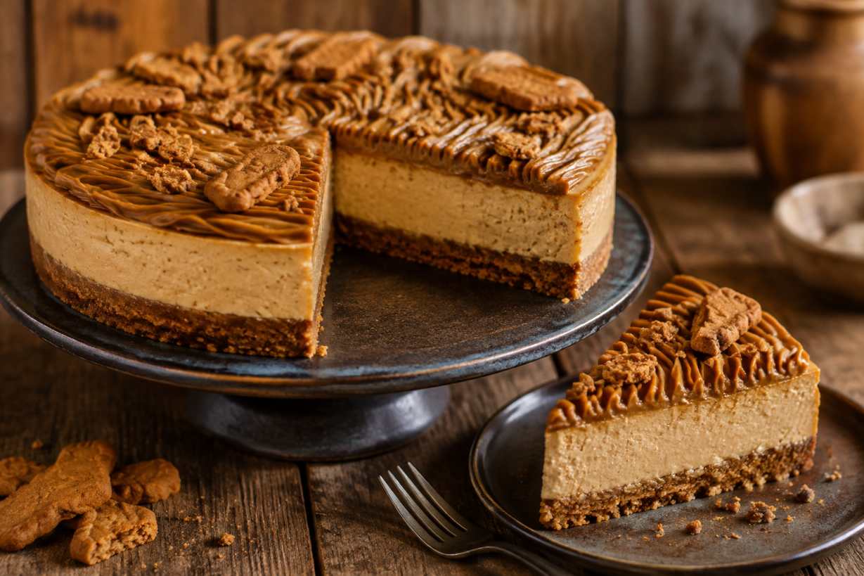Speculooscheesecake met huisgemaakte speculoospasta