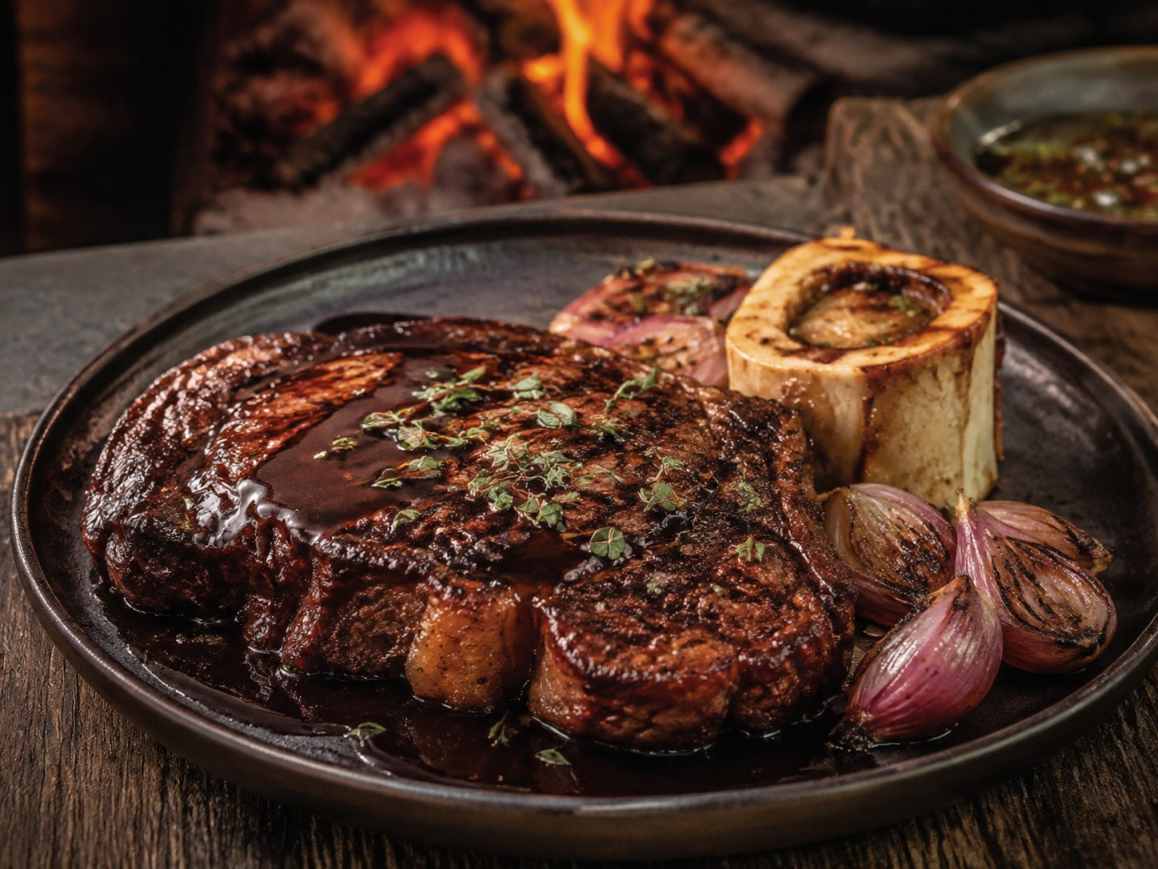 Ojo de bife met Malbecjus en beenmerg