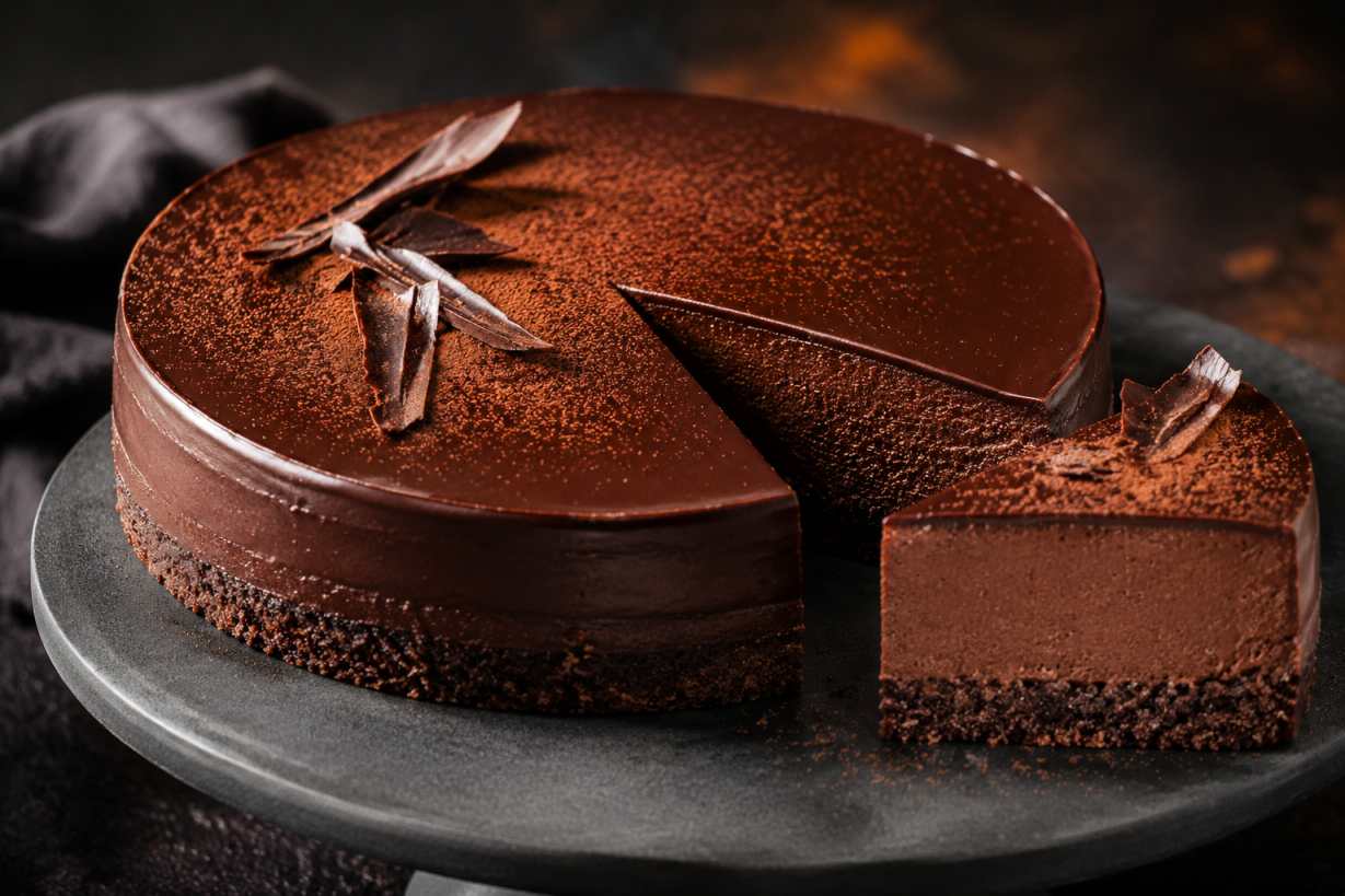 Chocoladecheesecake met cacaostreusel en ganache