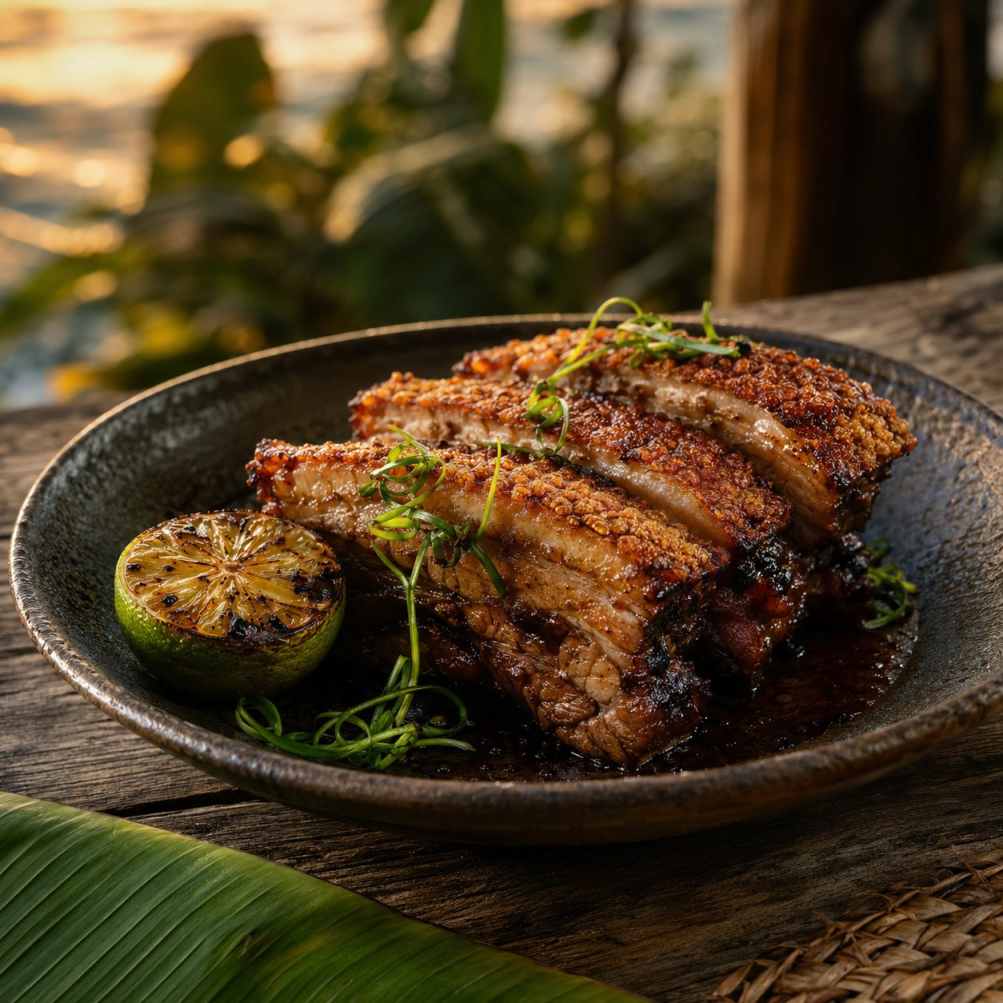 Jerk pork belly met rum-tamarindeglaze
