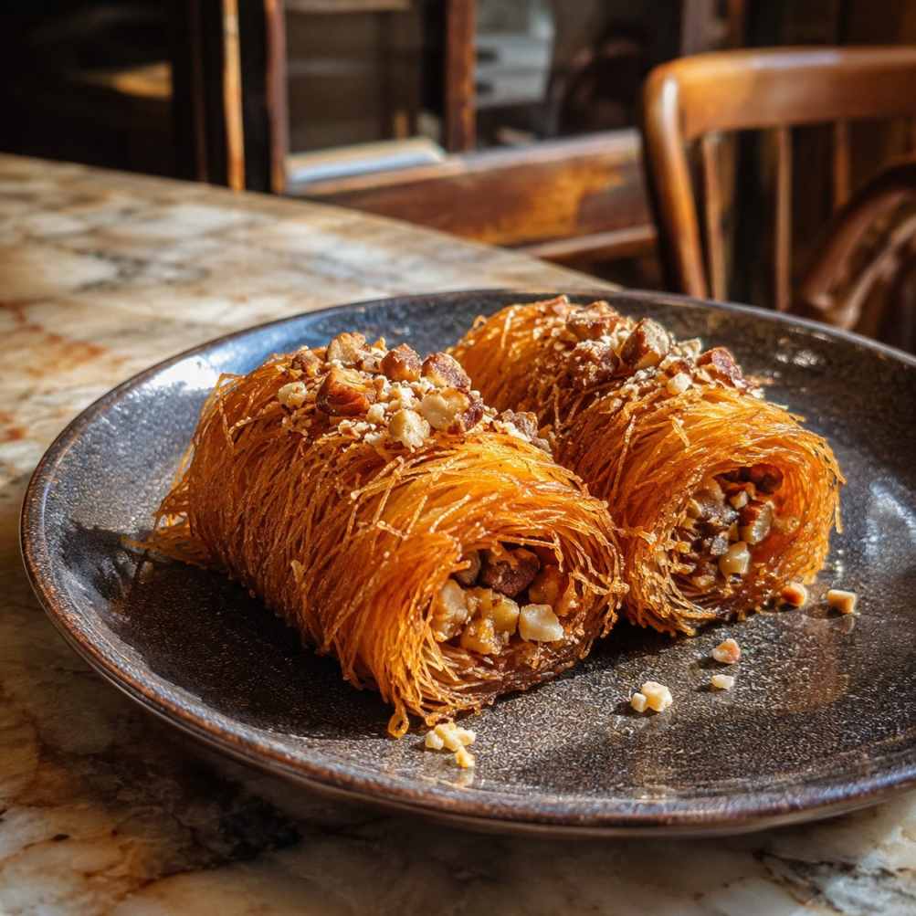 Kataifirolletjes met walnoot en amandel