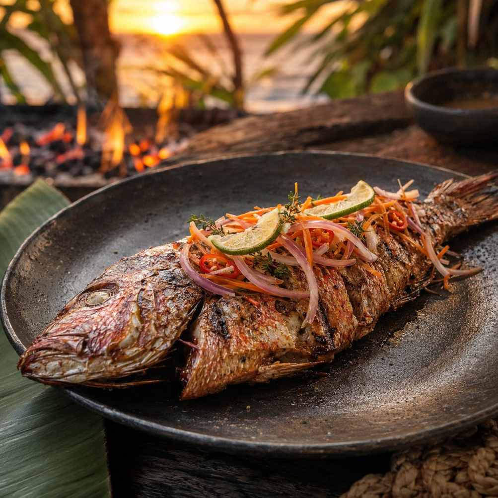 Escovitch snapper van de BBQ