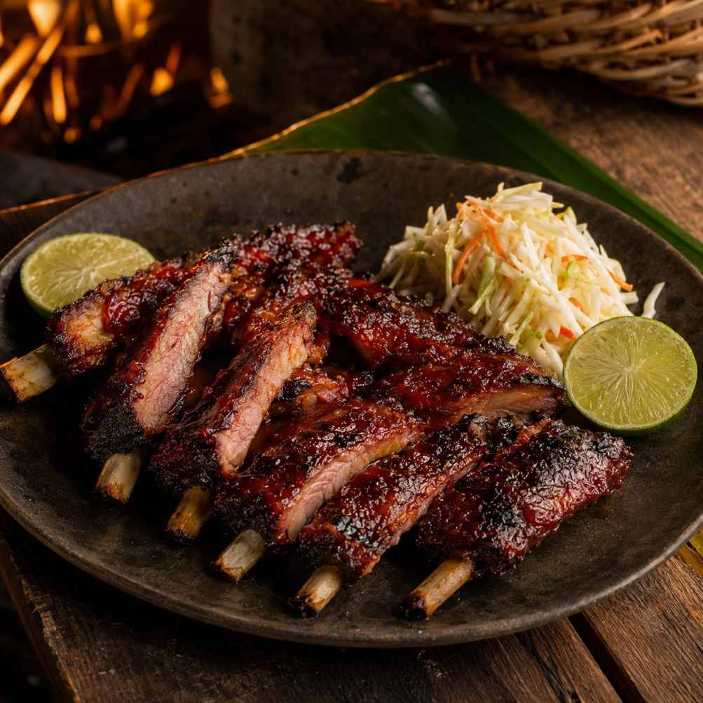 Baby back ribs met guave-jerkglaze
