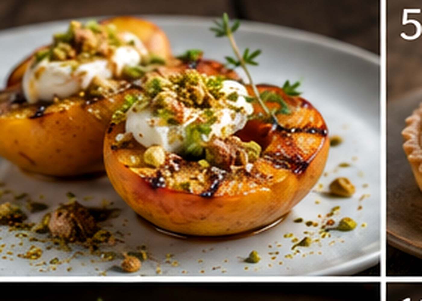Gegrilde perzik met mascarpone en pistachecrumble
