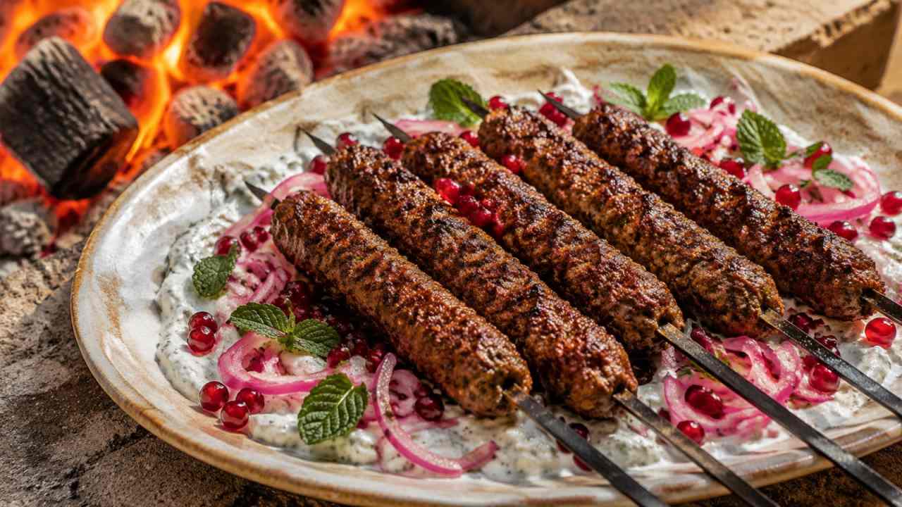 Lamsköfte met harissa en muntlabneh