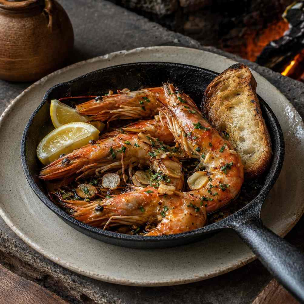 Gambas al ajillo van de plancha