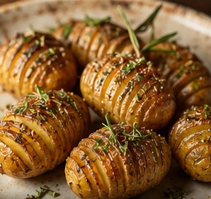 Hasselback-krieltjes met eendenvet